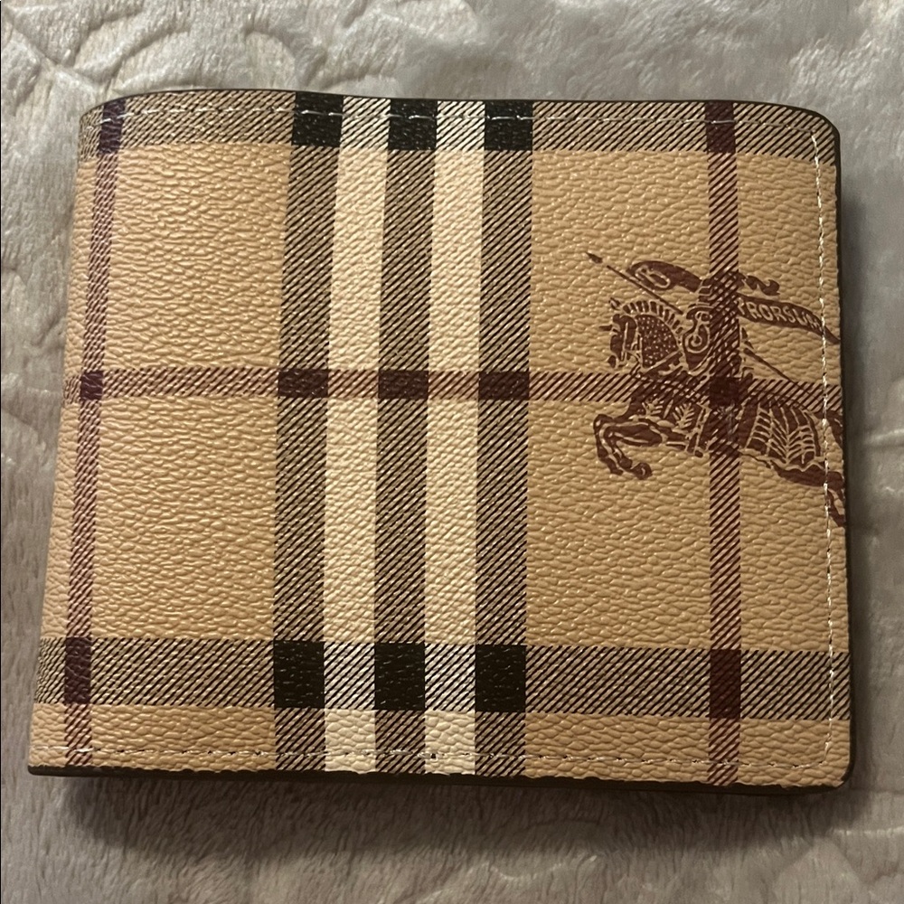 Men’s wallet Plaid Bifold Wallet in Beige and Brown